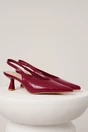 Pantofi eleganti din piele ecologica bordo cu decupaj la spate si bareta