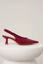 Pantofi eleganti din piele ecologica bordo cu decupaj la spate si bareta