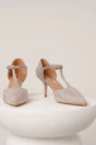 Pantofi eleganti din piele ecologica intoarsa gri cu bareta