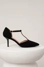 Pantofi eleganti din piele ecologica intoarsa negri cu bareta