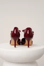 Pantofi eleganti din piele ecologica lacuita bordo cu bareta