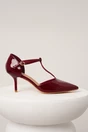 Pantofi eleganti din piele ecologica lacuita bordo cu bareta