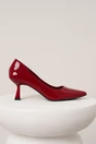 Pantofi eleganti din piele ecologica lacuita bordo cu toc jos