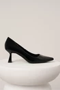 Pantofi eleganti din piele ecologica lacuita negri cu toc jos