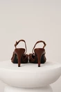 Pantofi eleganti din piele ecologica maro cu barete si catarame