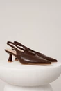 Pantofi eleganti din piele ecologica maro cu decupaj la spate si bareta