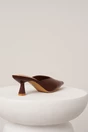 Pantofi eleganti din piele ecologica maro decupati la spate