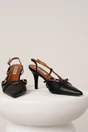 Pantofi eleganti din piele ecologica negri cu barete si catarame