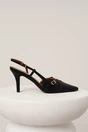 Pantofi eleganti din piele ecologica negri cu barete si catarame