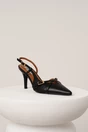 Pantofi eleganti din piele ecologica negri cu barete si catarame