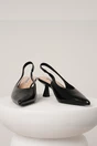 Pantofi eleganti din piele ecologica negri cu decupaj la spate