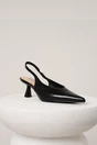 Pantofi eleganti din piele ecologica negri cu decupaj la spate
