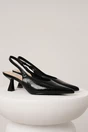 Pantofi eleganti din piele ecologica negri cu decupaj la spate