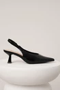 Pantofi eleganti din piele ecologica negri cu decupaj la spate