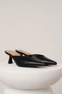 Pantofi eleganti din piele ecologica negri decupati la spate