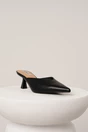 Pantofi eleganti din piele ecologica negri decupati la spate