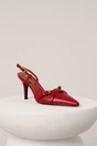 Pantofi eleganti din piele ecologica rosii cu barete si catarame