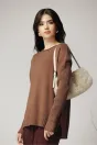 Bluza casual din tricot maro cu maneci reiate, 1, dyfashion.ro