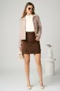 Fusta DY Fashion scurta din jerse maro cu fundite, 5, dyfashion.ro