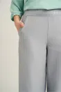 Pantaloni smart-casual din viscoza gri cu paiete, 3, dyfashion.ro