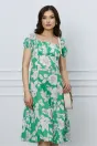 Rochie Simona verde cu imprimeu floral alb, 1, dyfashion.ro