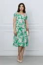 Rochie Simona verde cu imprimeu floral alb, 4, dyfashion.ro