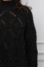 Pulover Valeria negru din tricot cu insertii din fir lurex auriu