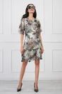 Rochie Viada kaki cu imprimeuri si accesoriu