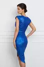 Rochie Adelaide albastra cu glitter si fronseuri pe fusta