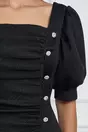 Rochie Adriana neagra din neopren cu nasturi decorativi