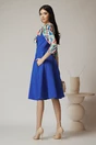 Rochie albastra cu imprimeu verde mint si funda la bust