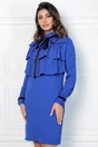 Rochie albastra cu volane pe bust