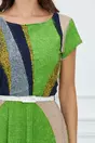 Rochie Alexa bleumarin cu imprimeu verde si curea in talie