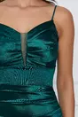 Rochie Alexandra verde lunga din satin cu bretele subtiri