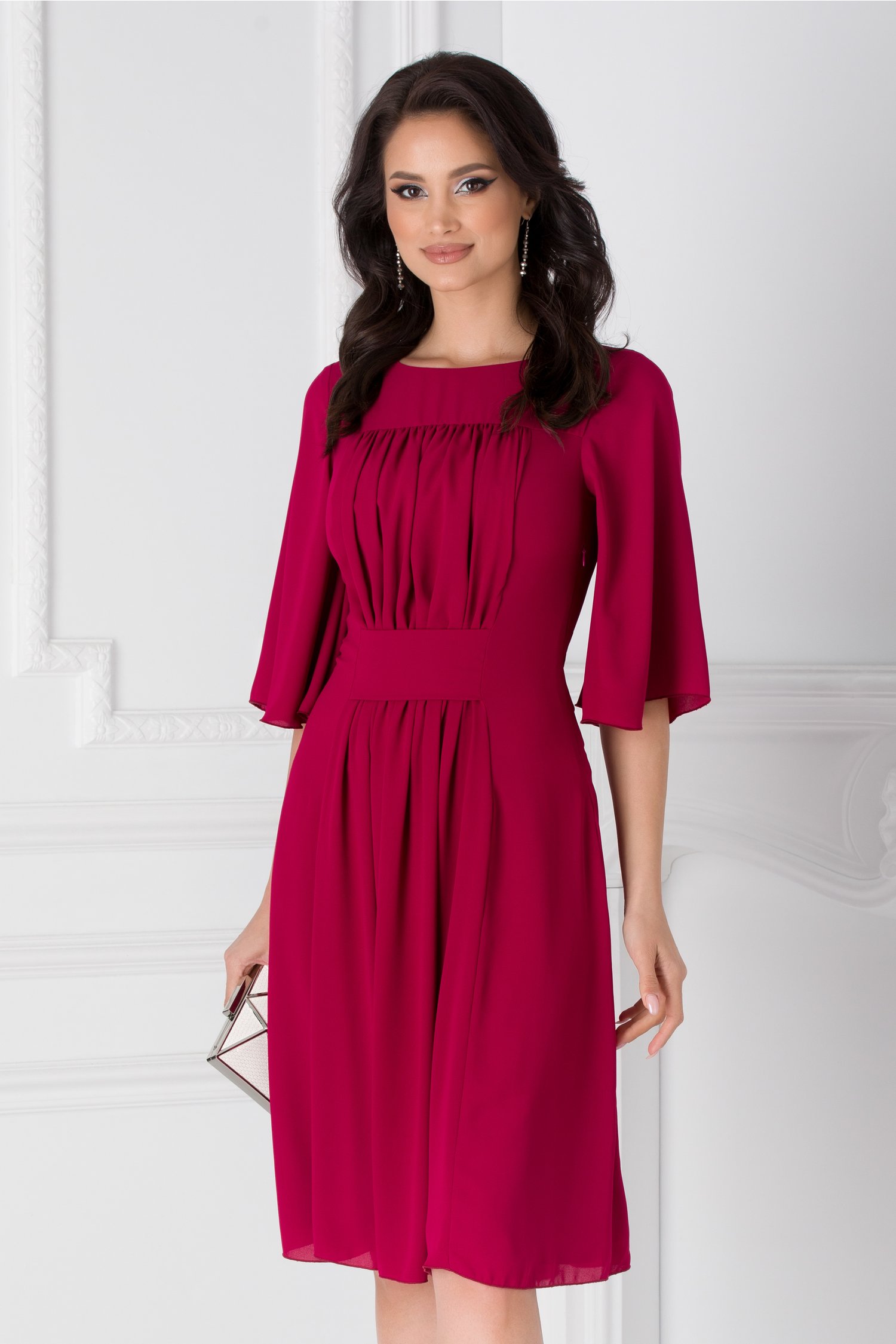 Rochie Alma fucsia din voal