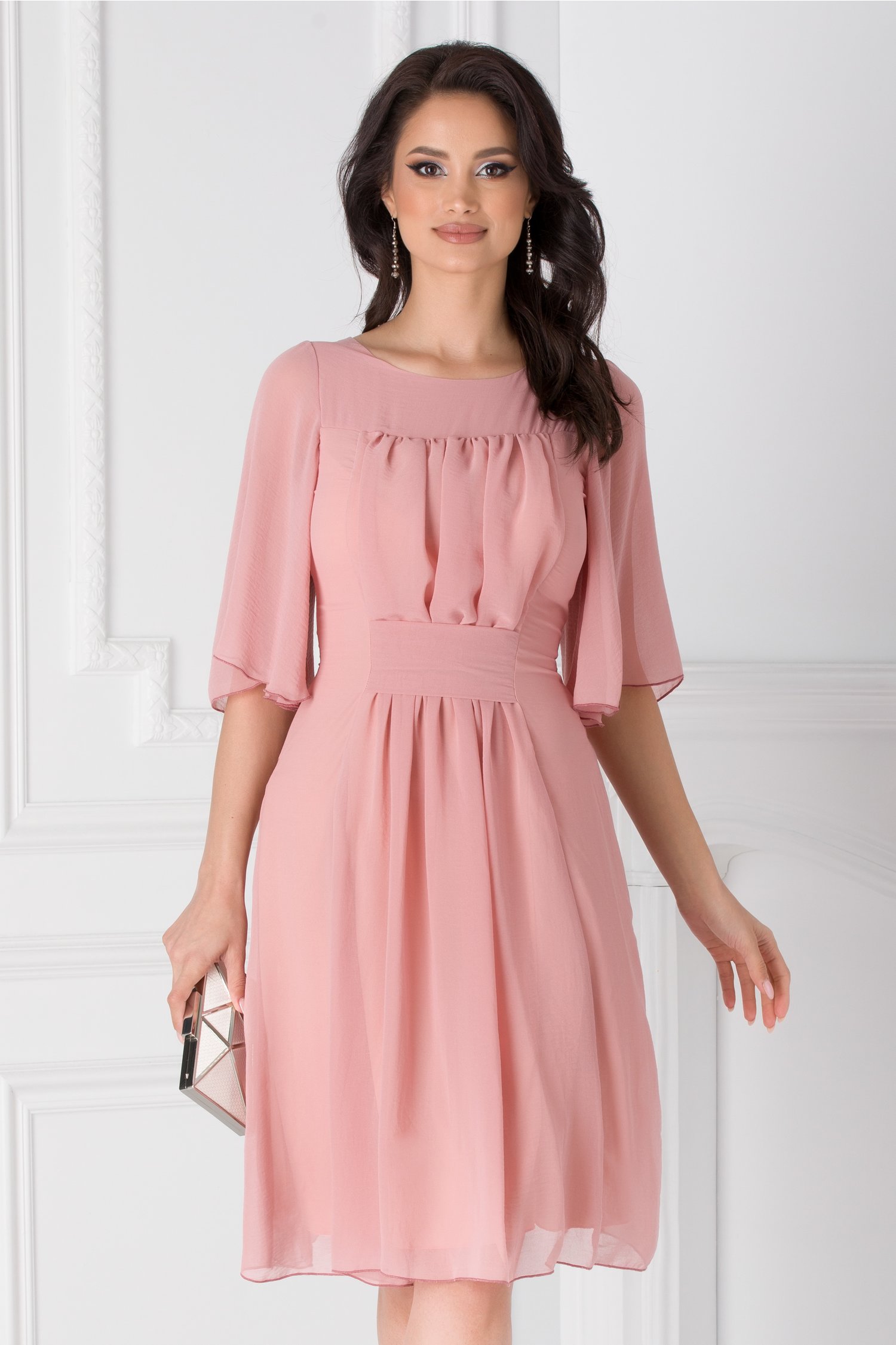 Rochie Alma roz prafuit din voal