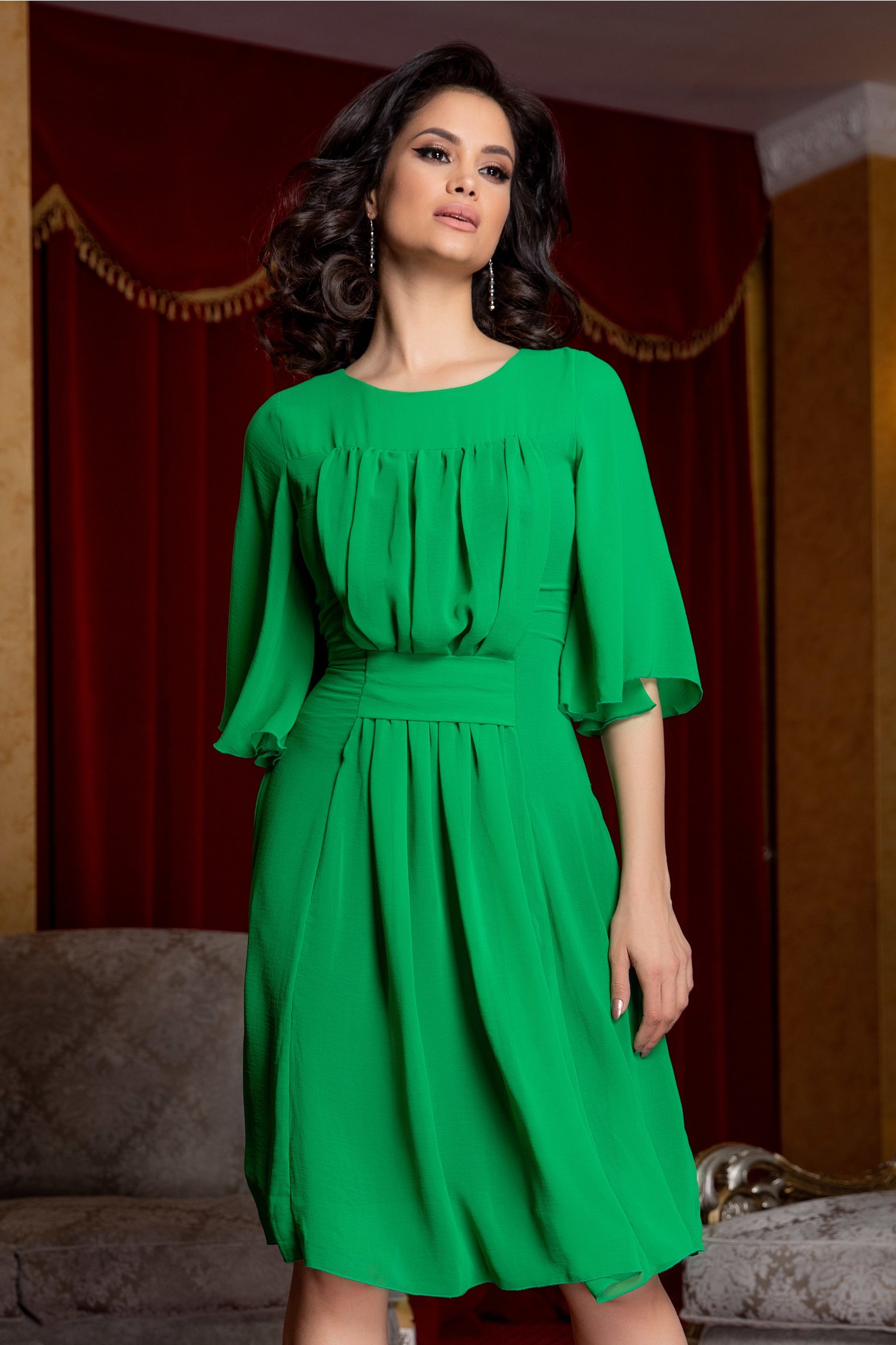 Rochie Alma verde din voal