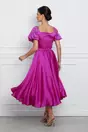 Rochie Anastasia magenta cu accesorii pe maneci si rijelina la baza