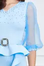 Rochie Andra bleu din neopren cu maneci din organza