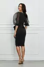 Rochie Andra neagra din neopren cu maneci din organza