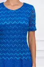 Rochie Anemona albastra cu bust din dantela si fusta cu fir lurex