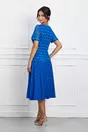 Rochie Anemona albastra cu bust din dantela si fusta cu fir lurex