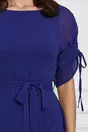 Rochie Antonia albastru indigo cu snur reglabil la maneci si cordon in talie