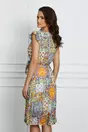 Rochie Ariana cu imprimeu multicolor si cordon in talie