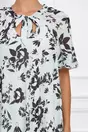 Rochie Aurora verde mint cu imprimeuri florale negre