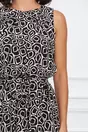 Rochie Barbara neagra cu imprimeuri bej si cordon in talie