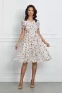 Rochie Beatrice alba cu imprimeuri colorate