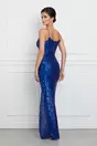 Rochie Beatrice lunga albastra din paiete