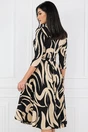 Rochie  bej cu imprimeuri negre si buzunare functionale