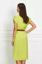 Rochie Bianca tip camasa verde crud cu nasturi si curea in talie